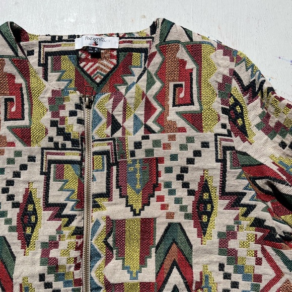Women's Paramita Jacket Multicolor Aztec L Full Zip BOHO Far East Hippie Fairy - Picture 2 of 16